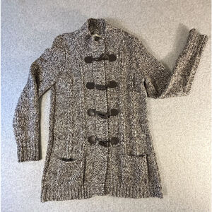 Carolyn Taylor Chunky Cable Knit Toggle Cardigan Sweater Coat Womens M